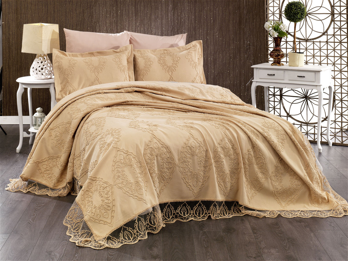 Damask Yatak/Pike Takımı Jakarlı Şönil Pike Çeyiz 6'lı Set (DMP-YTKM6-DMS)