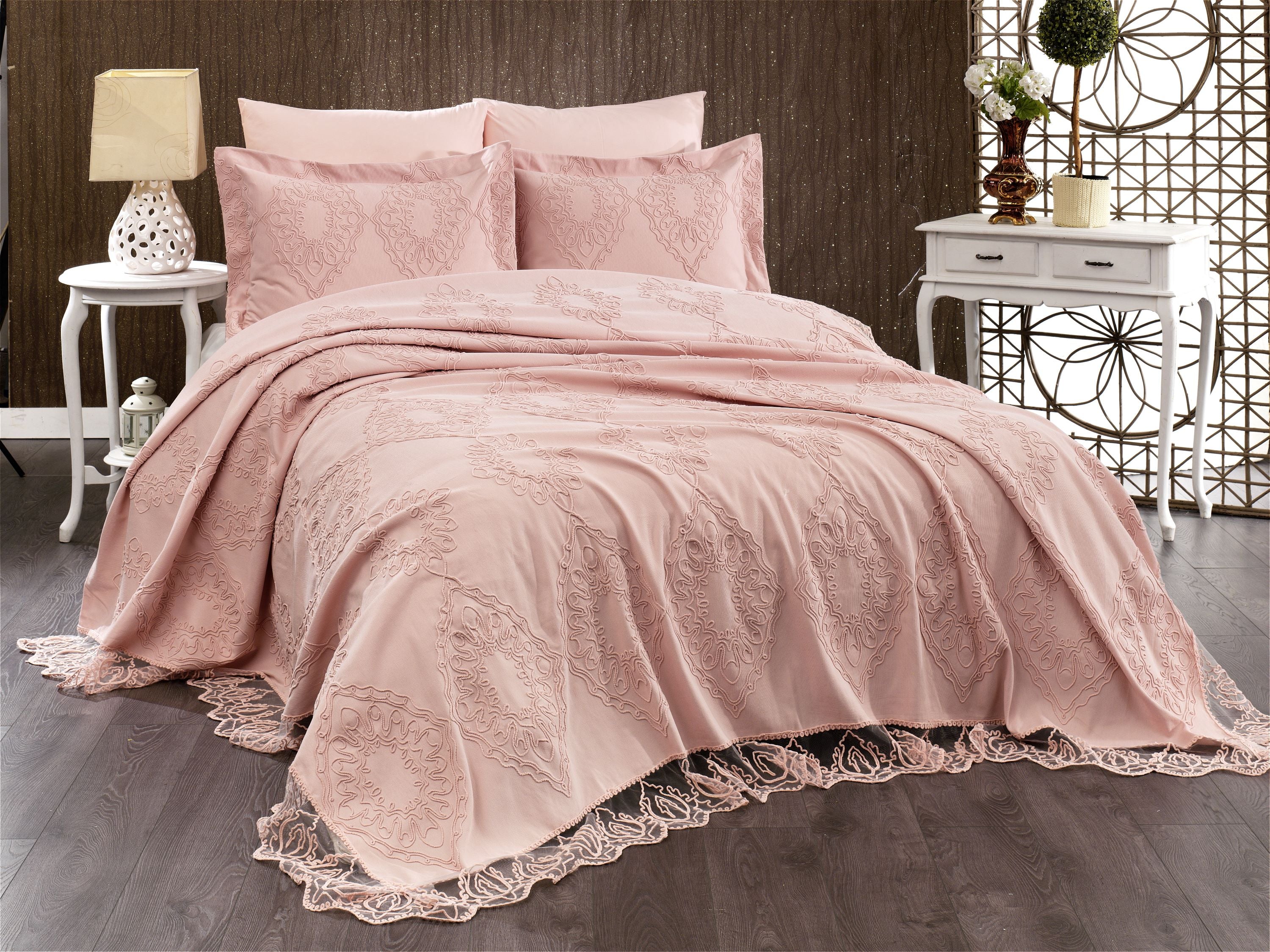 Damask Yatak/Pike Takımı Jakarlı Şönil Pike Çeyiz 6'lı Set (DMP-YTKM6-DMS)