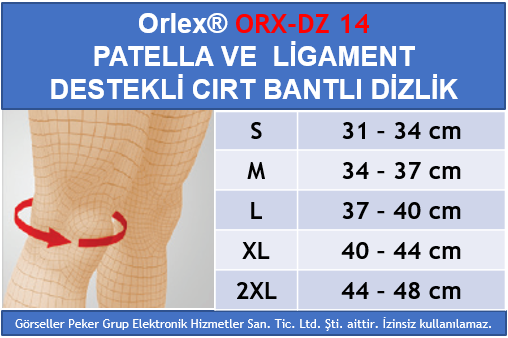 Orlex ORX-DZ 14 PATELLA VE LİGAMENT DESTEKLİ CIRT BANTLI DİZLİK