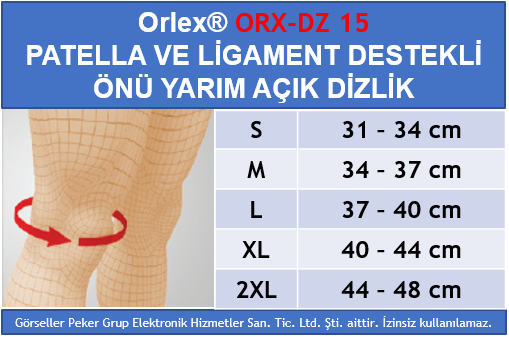 Orlex ORX-DZ 15 PATELLA VE LİGAMENT DESTEKLİ ÖNÜ YARIM AÇIK DİZLİK