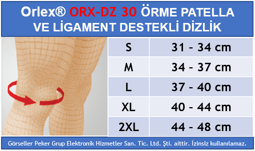 Orlex ORX-DZ 30 ÖRME PATELLA VE LİGAMENT DESTEKLİ DİZLİK