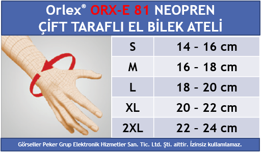 Orlex ORX-E 82 NEOPREN ÇİFT TARAFLI EL BİLEK ATELİ