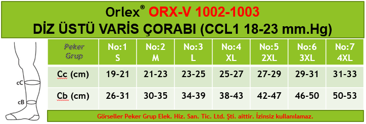 Orlex DİZ ÜSTÜ VARİS ÇORABI (CCL1 / 18-23 mm.Hg)