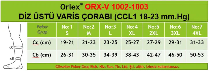 КОРРЕКЦИОННЫЕ НОСКИ Orlex БОЛЕЕ КОЛЕН (CCL1/18-23 мм.рт.ст.)