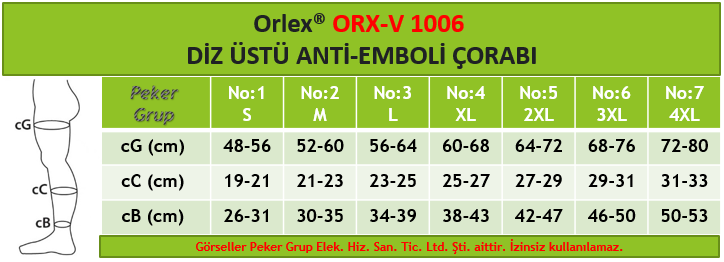 Orlex DİZ ÜSTÜ ANTİ-EMBOLİ ÇORABI ORX-V 1006