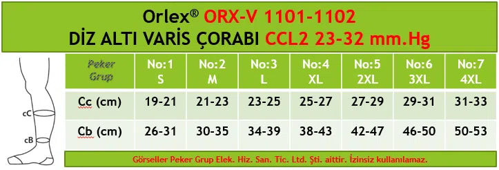 Orlex НИЖНЯЯ КОРРЕКЦИОННАЯ НОСКА (CCL2/23-32 мм.рт.ст.)