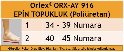 Dampigo ORX-AY916 poliüretan epin topukluk, topuk dikeni ve genel topuk ağrılarında rahatlama sağlayan, eklemlere binen yükü hafifleten ortopedik destek ürünü beden tablosu