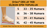 Dampigo ORX-AY908 silikon epin topukluk, epin calcaneus ve aşil tendonu iritasyonlarında rahatlama sağlayan, vücut yükünü hafifleten ortopedik topuk desteği beden tablosu