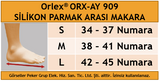 Dampigo ORX-AY909 silikon parmak arası makara, halluks valgus durumunda baş parmağın deviasyonunu önleyen, cildi tahriş etmeyen ve günlük kullanıma uygun ortopedik destek ürünü beden tablosu