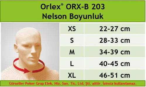 Dampigo ORX-B203 Nelson Boyunluk, beden tablosu