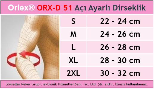 Dampigo ORX-D51 Açı Ayarlı Dirseklik, beden tablosu