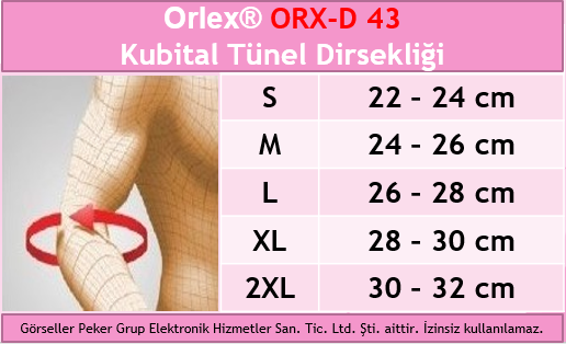 Dampigo ORX-D43 Kubital Tünel Dirsekliği, beden tablosu