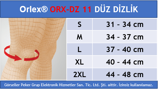 Dampigo ORX-DZ11 düz dizlik, beden tablosu