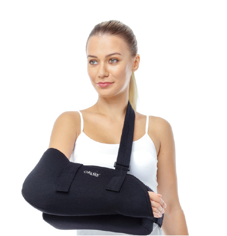 Dampigo ORX-KL316 30° Derece Yastıklı Kol Askısı, omuzun 30 derece abdüksiyonda sabitlenmesini sağlayan, rotator cuff ameliyatları sonrası ve donuk omuz tedavisinde kullanılan, havlu süngerli kumaşıyla konfor sunan ortopedik destek ürünü.