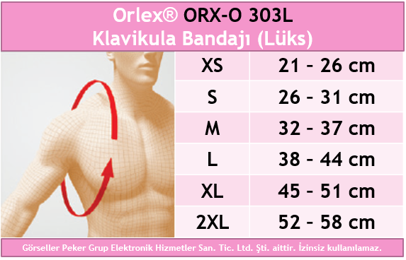 Dampigo ORX-O303L Klavi Kula (Dik Duruş) Bandajı (Lüks), beden tablosu